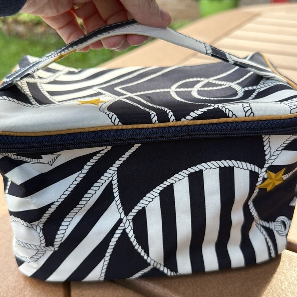 Trina Turk Nautical Themed Blue and White Cosmetic Makeup Bag